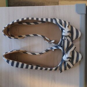 Blue and white striped flats